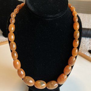 Swirled Amber Brown Vintage Lucite Bead Necklace - 28 inches